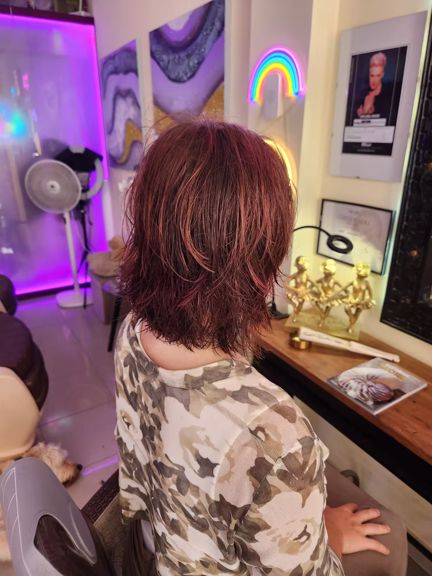 Vibrant red orange copper hair color at ZenzHair Albir